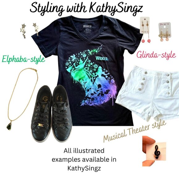 Wicked Musical Graphic Tshirt Size Youth Small Official Merch Black Pink Green - Picture 5 of 10